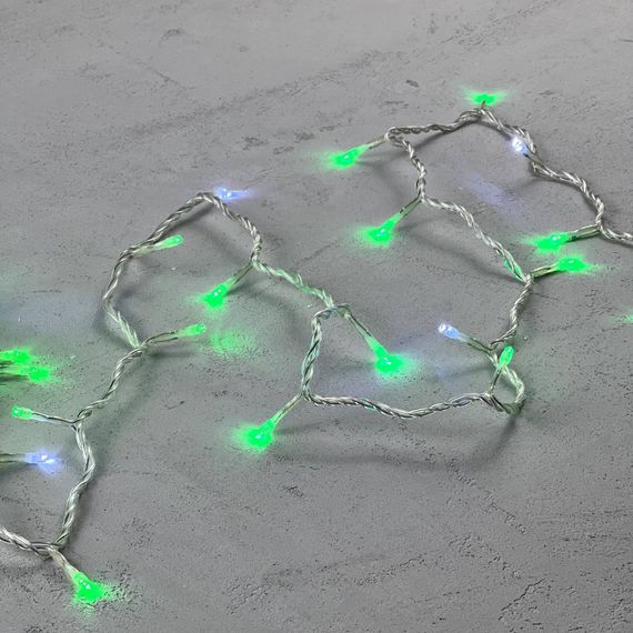 Светодиодная нить 100 зеленых LED ламп с мерцанием, 10 м., 24В, прозрачный провод ПВХ, LTC (PST100BLW-10-1G)