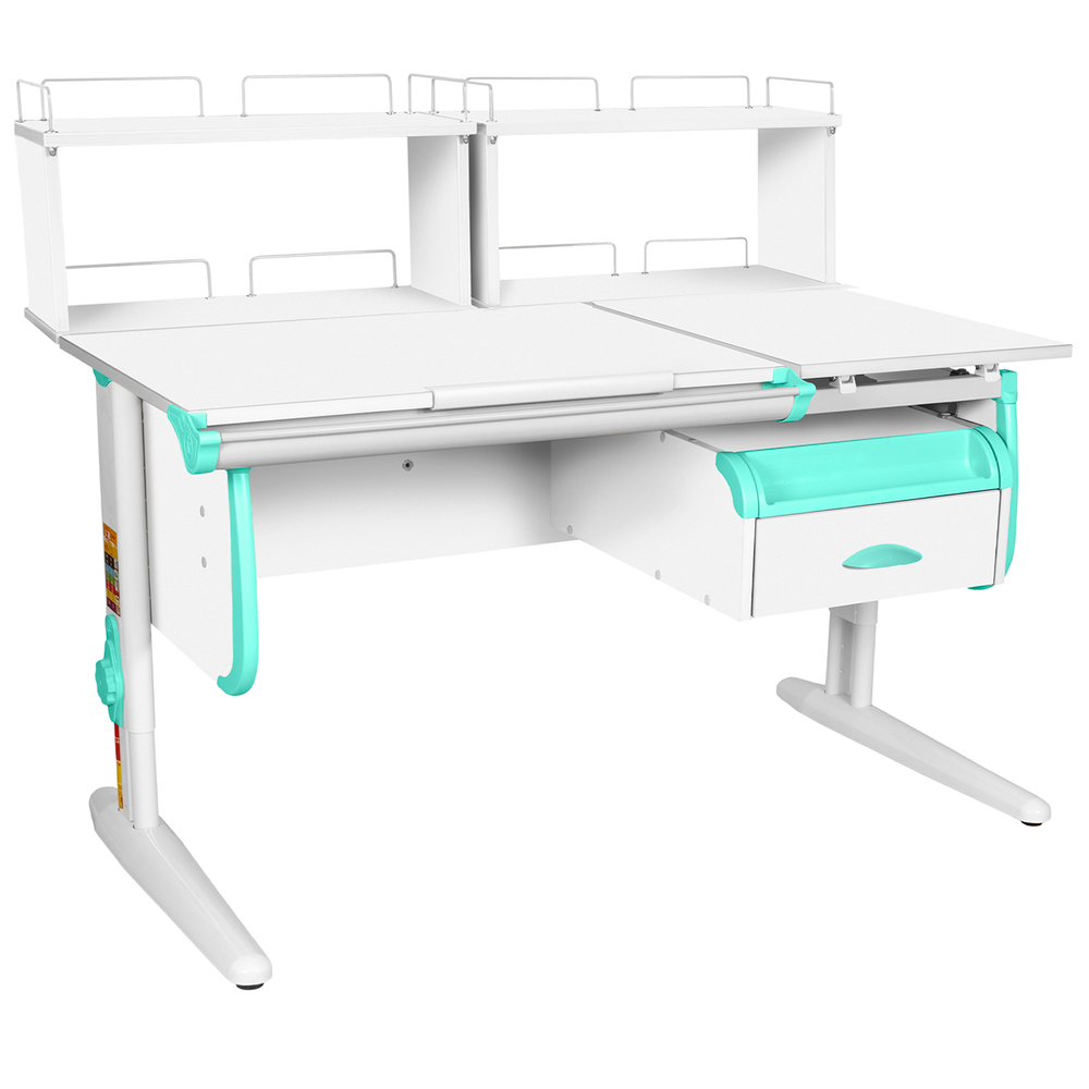 Растущая парта СУТ 25 с задними полками СУТ.15.240 и навесной тумбой (1200×880 мм)