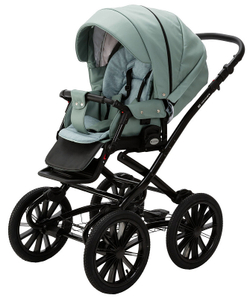 Детская коляска Adamex Chantal Retro Deluxe 2 в 1 C-SA20 (СЕРО-ЗЕЛЕНАЯ КОЖА)
