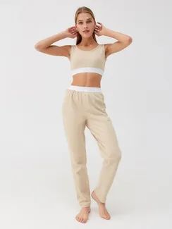 Брюки пижамные женские MINAKU: Home collection цвет бежевый, р-р 52