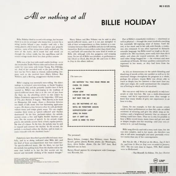 Billie Holiday – All Or Nothing At All - LP