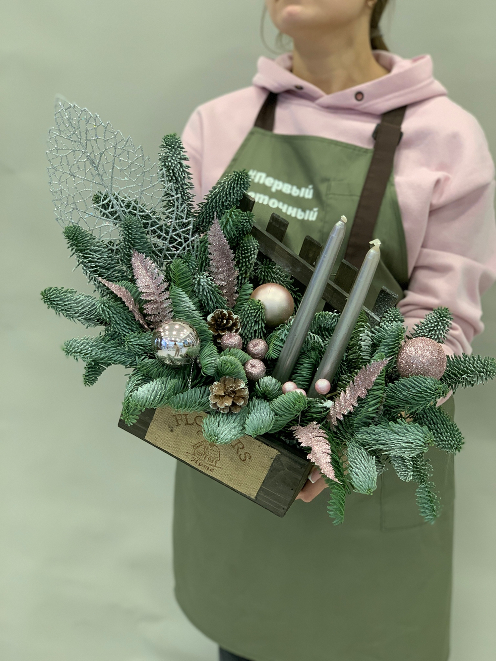 Композиция в ящике Зимняя сказка (пудра)