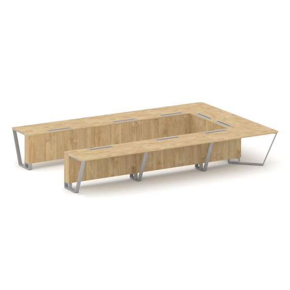 Steel Meet Стол переговорный П-образный KD-PR.B.SP-15P Тиквуд Светлый/Металл Серый 4800*3200*750