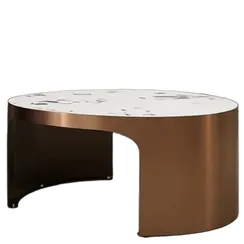 Стол журнальный Como L, Ø80х42 см, керамогранит Calacatta Macchia