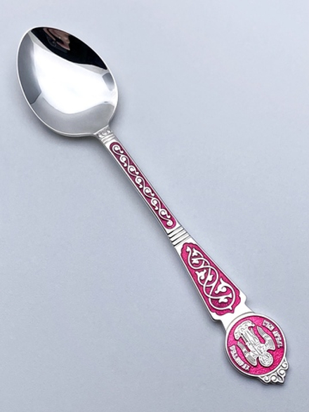 Ложка из серебра/Без покрытия, Эмаль/Ангел-Хранитель