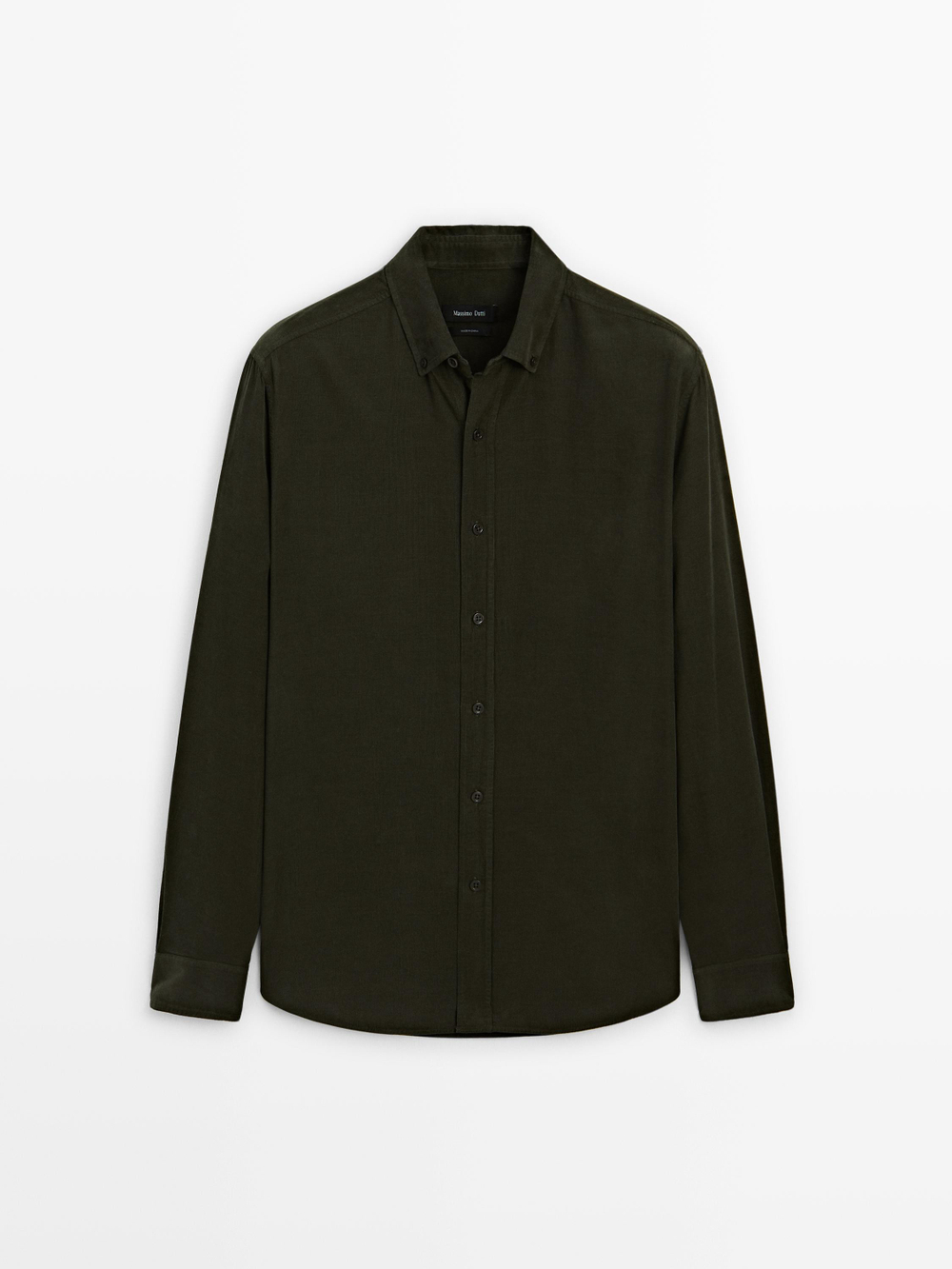 Massimo Dutti Рубашка прямого кроя в рубчик, зеленый