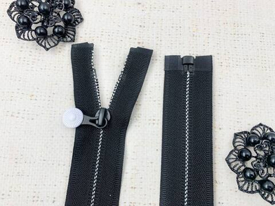 Молнии потайная спираль, Т7, 78 см, чёрный с белым