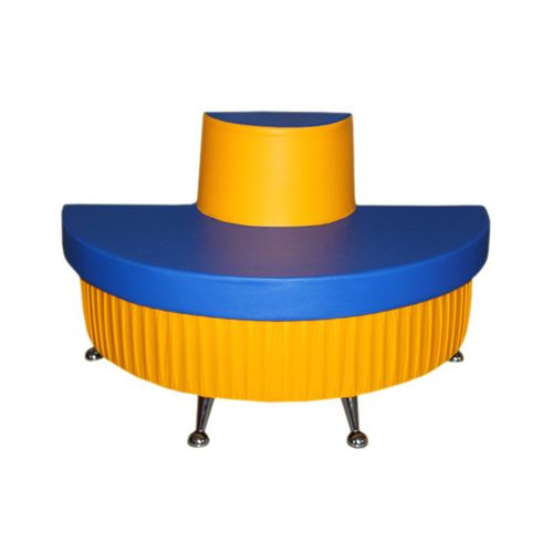 Диван полукруглый на хромированных ножках, желто-синий