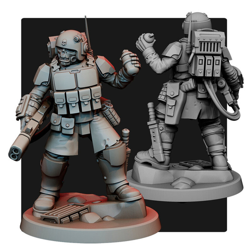 Astra Militarum Гвардеец с хеллганом и гранатой миниатюра для AOS,Waha, Настольная игра, НРИ, Варгейм, РПГ