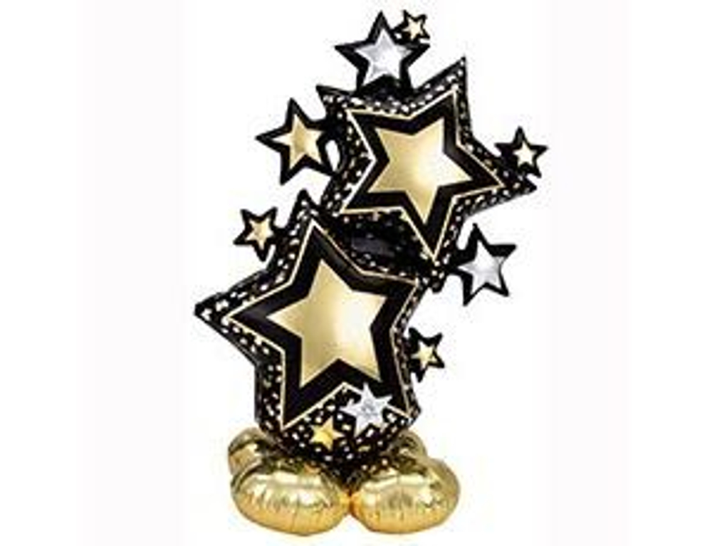 Шар фольгированный ( 149см) фигура ростовая, Звезды Black&Gold, 1шт.
