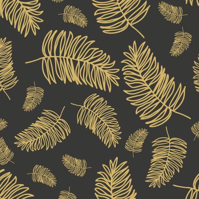 Золотые пальмовые листья на черном фоне