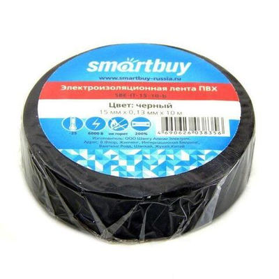 Изолента Smartbuy 0.13х15мм 10 метров черная