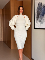 Платье миди из нейлона в молочном цвете