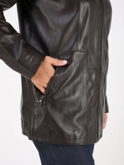 Кожаная куртка демисезонная с капюшоном