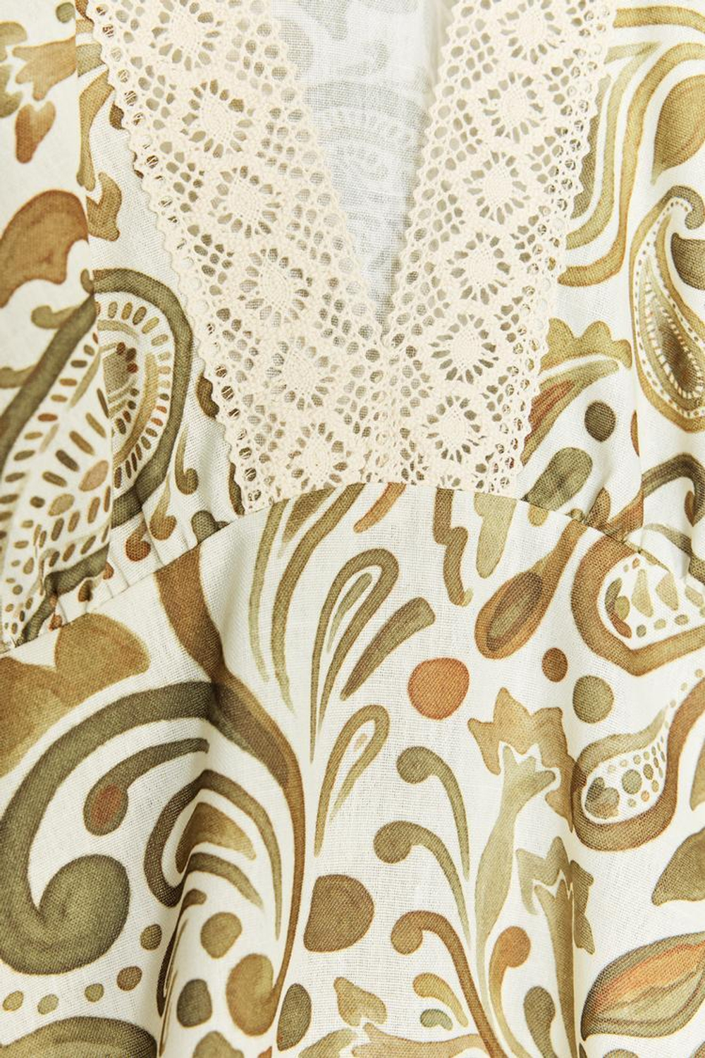 ZARA БЛУЗА ИЗ ТКАНИ С ПРИНТОМ С ДЕТАЛЯМИ ИЗ КРУЖЕВА КРОШЕ, РАЗНОЦВЕТНЫЙ