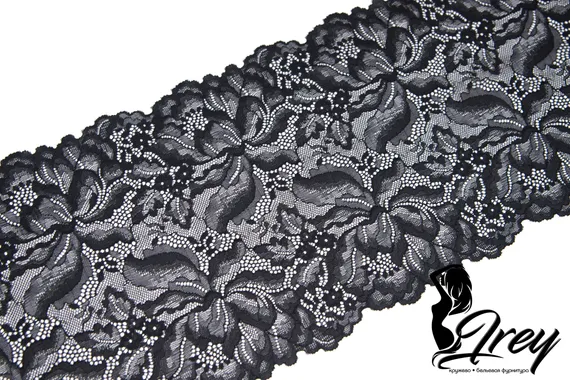 Кружево эластичное 22 см, арт. 03-88, черный