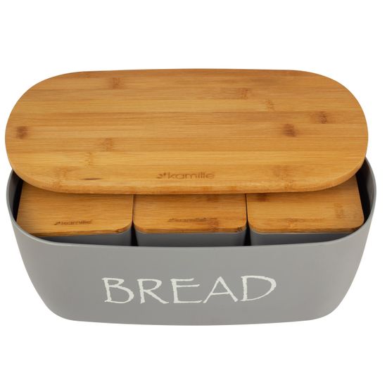 Хлебница с 3 емкостями Kamille KM-1133 из бамбука