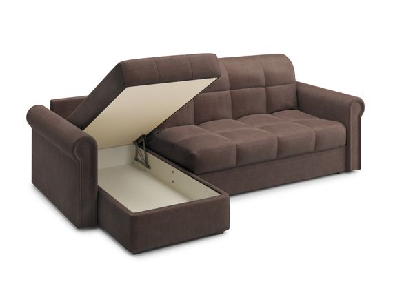 Диван угловой с оттоманкой Палермо 1,2 - Velutto 23 шоколад/кант Velutto 23 шоколад