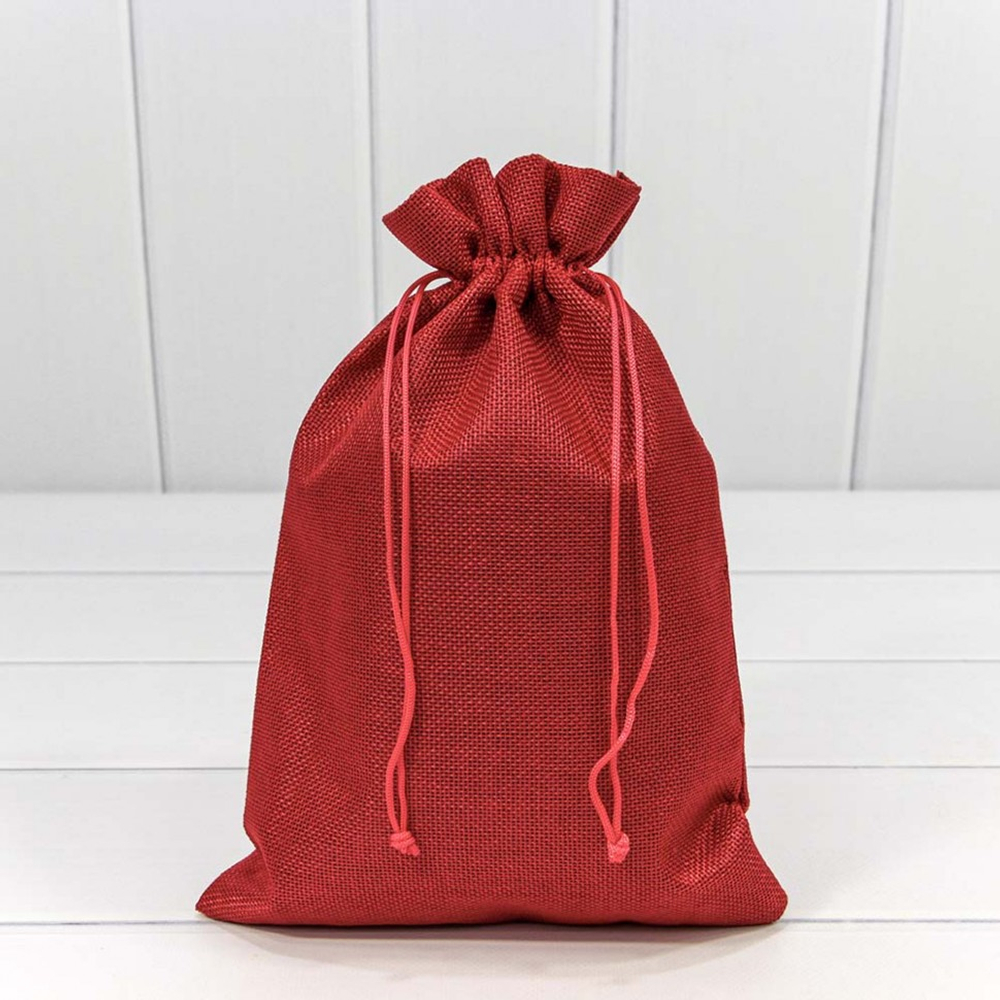 Мешочек 20х30см Лен искусственный (Красный)