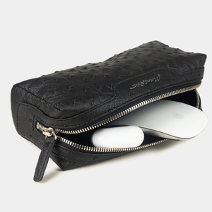 Несессер Tube, кожа страуса черного цвета