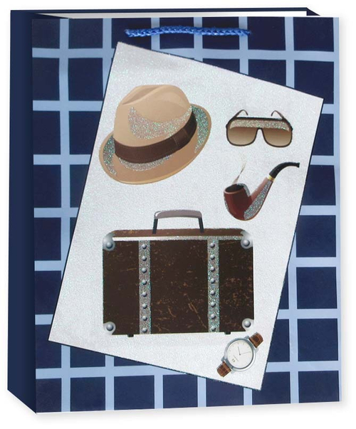 Пакет подарочный, Джентльменский набор, Дизайн №3, с блестками, 41*30*12 см, 1 шт.