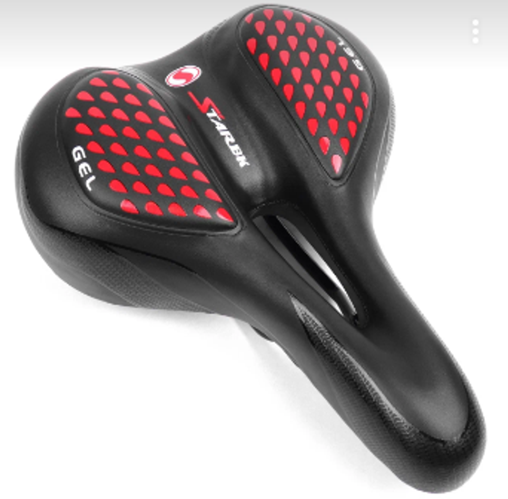 Седло, 275*200мм, гель, черное c красным, Vinca Sport VS 127 gel red