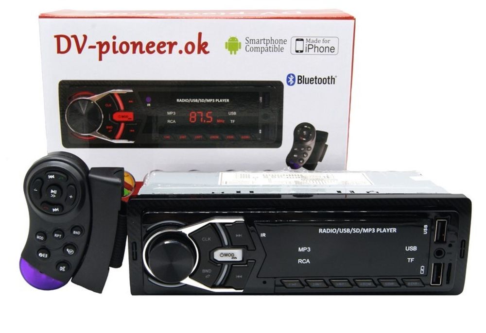 Автомагнитола DV-Pionir ok DV-6292, Bluetooth цветная подсветка, usb, micro, aux, fm, пульт