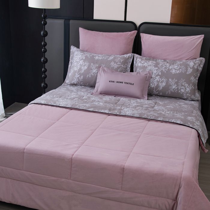 Комплект постельного белья с одеялом Сатин Велюрия Люкс «Серебристая прохлада»