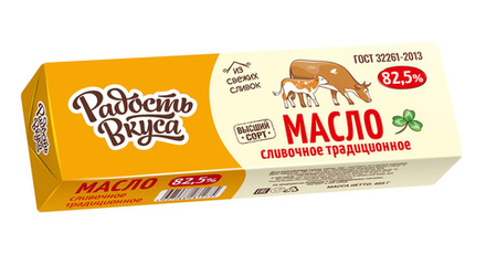 Масло Сладкосливочное несоленое "Радость вкуса" БЗМЖ 82,5%, 400г