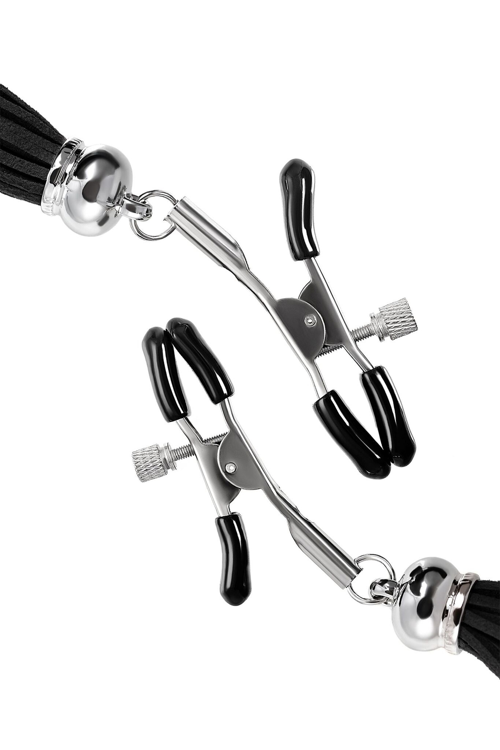 Зажимы на соски «Прищепки» с черными кисточками из замши (Цвет: черный)