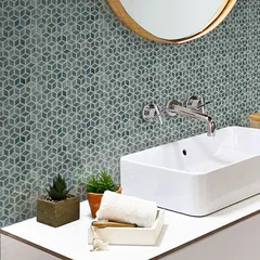 STP-GN007-RMB Natural Мозаика плитка из стекла Steppa зеленая серая глянцевая