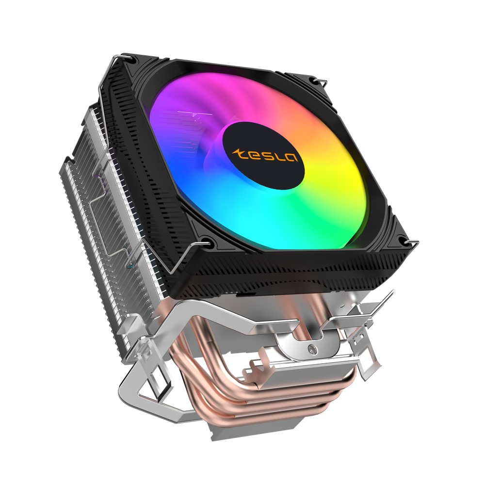 Кулер для CPU TESLA SHADOW 903, 1х92мм, 600-1800rpm, 4-pin, Al+Cu, серебристый-черный-белый/FRGB, 52CFM, 23дБ, 3-PIPE(прямой контакт), TDP 130Вт, INTEL 1700/1200/115x/775/1366, AMD AM5/AM4/AM3(+)/AM2(+)/FM2(+)/FM1/754/940/939 (TSL-903PWM-FRGB)