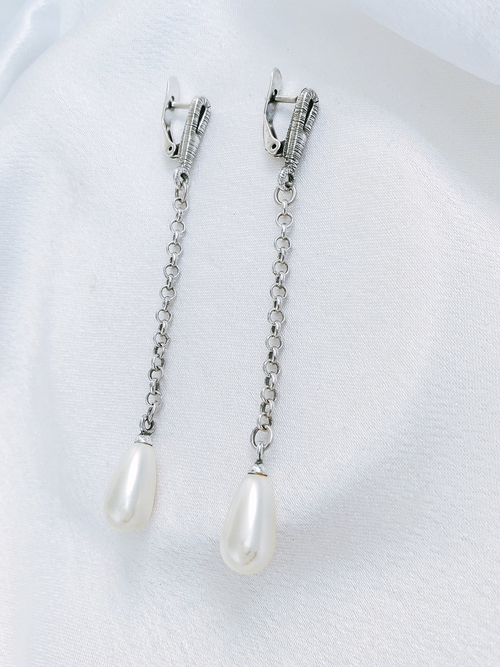 "Сидр"  серьги в серебряном покрытии из коллекции "Бар" от Jenavi с английским замком