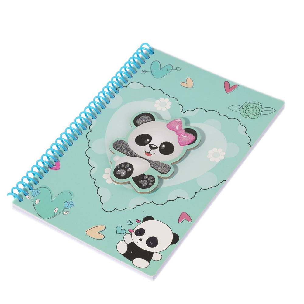 Записная книжка, пакет, А5, Alingar, замочек, зелёный, "Панды"