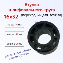 Втулка переходник шлифовального круга 16-32 к точилу