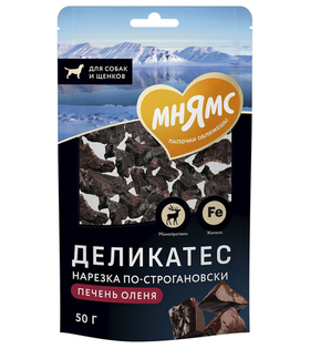 Мнямс Лакомство для собак "Нарезка по-строгановски" из печени северного оленя 50гр.
