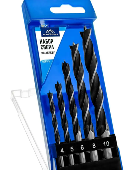 Набор сверл по дереву Vertextools 5 предметов (4-10мм)