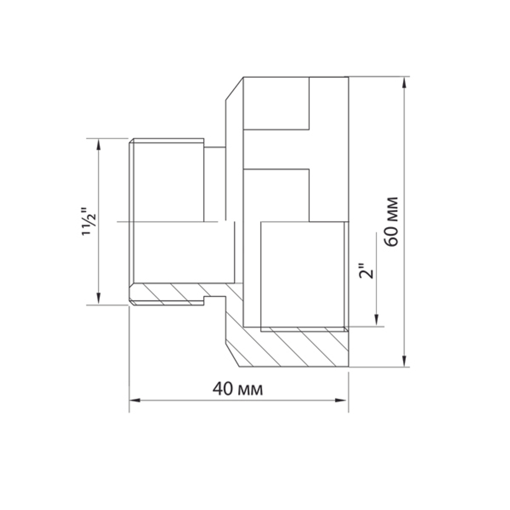 Переходник 2'' - 1 1/2'' вн/нар VRT® никель