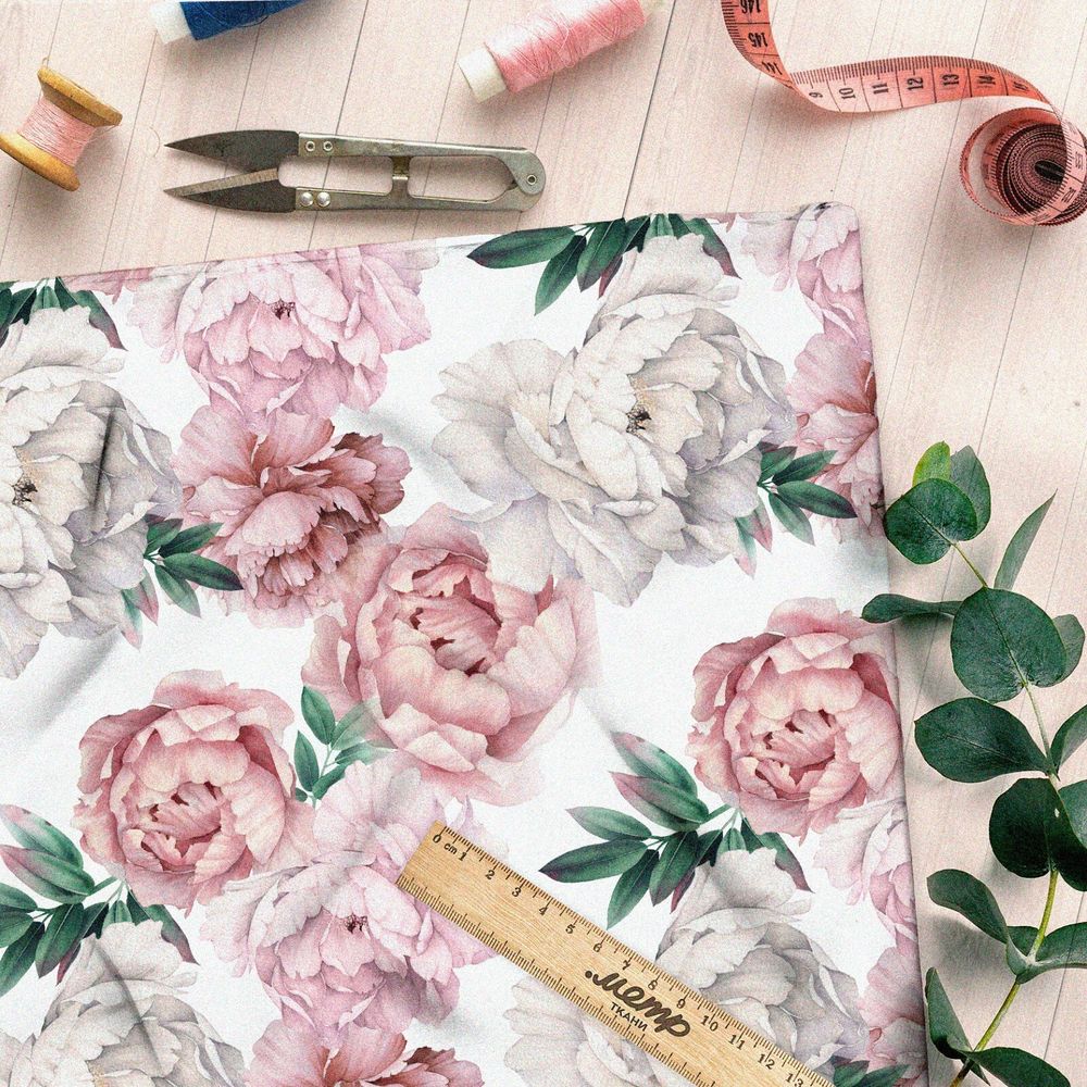 Ткань блэкаут пионы нежные весенние