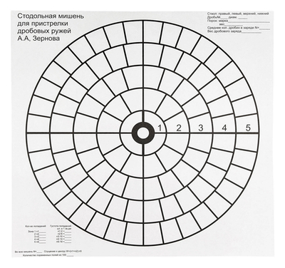 Мишень пристрелочная 100-дольная