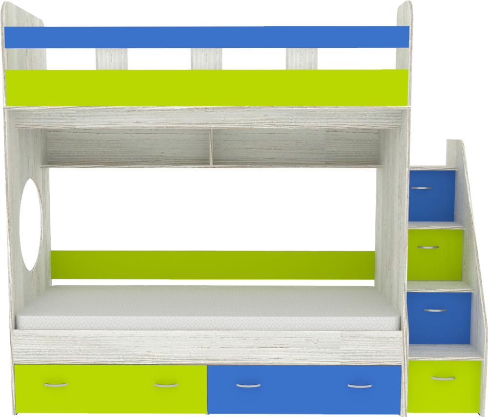 Двухъярусная кровать КарИВи Юниор 1 90х200 Винтерберг Голубой, Лайм