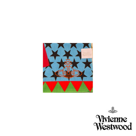 VIVIENNE WESTWOOD ПЛАТОК ГОЛУБОЙ ПРИНТ ОРЛЫ И СЕРДЦЕ С ЛОГОТИПОМ БРЕНДА