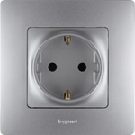 Розетка с заземлением без шторок 16А 250В алюминий ETIKA Legrand