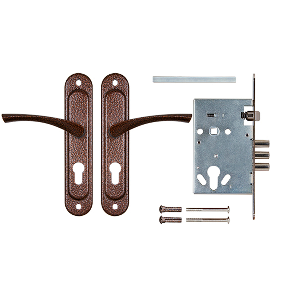 Корпус врезного замка с ручками на планке KIT А7-5555/3 W/B MOS