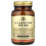 Solgar, L-карнитин, свободная форма, 60 таблеток (500 мг в 1 таблетке)