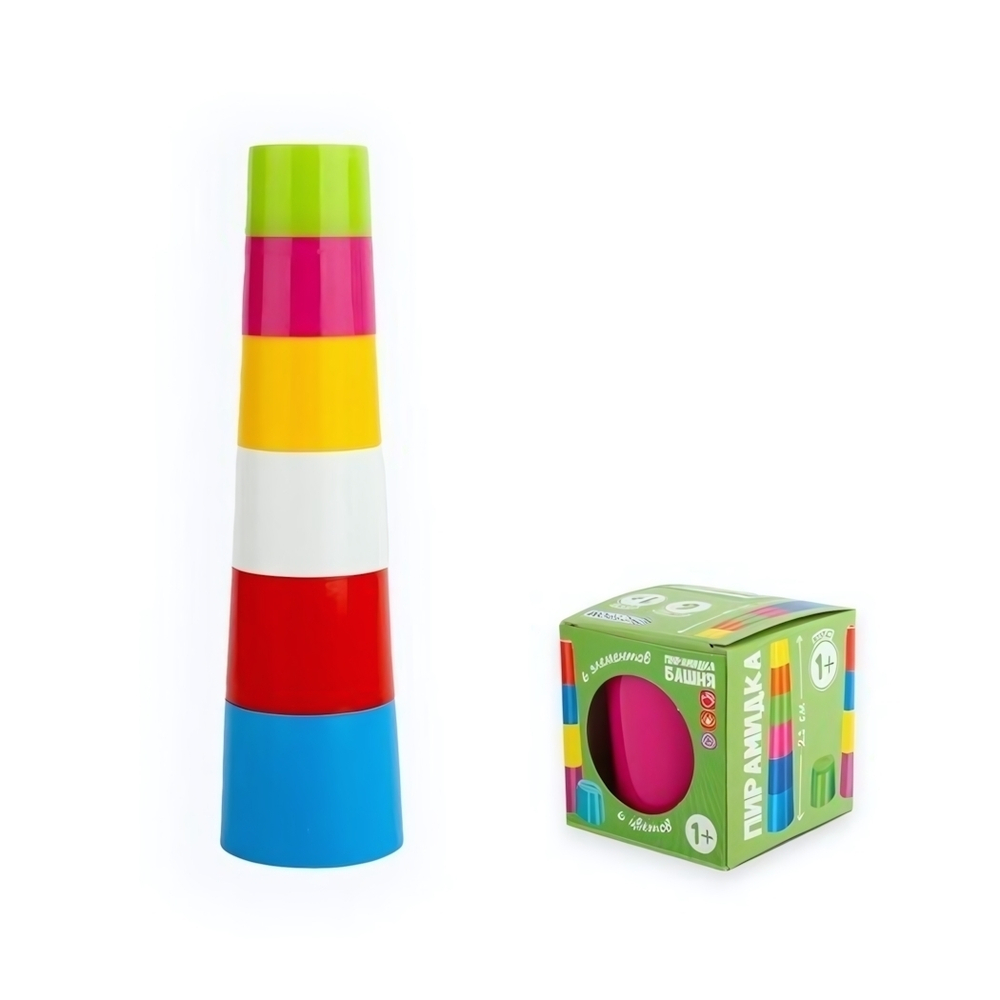 Пирамидка "Башня" 21см, 6 элементов, коробка (Совтехстром)