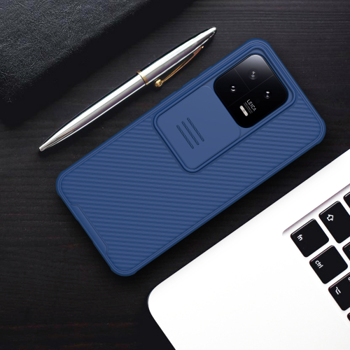 Чехол синего цвета от Nillkin для смартфона Xiaomi 13, с защитной шторкой для задней камеры, серия CamShield Pro