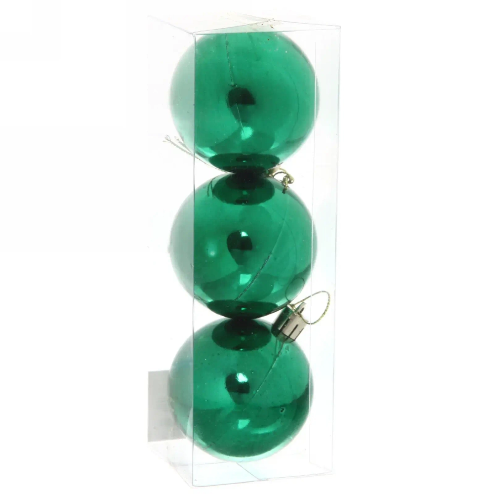 Новогодние шары 6 см (набор 3 шт) «Глянец», зеленый