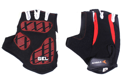 Перчатки TRIX муж., M, коротк. пальцы, гелев. вставки, лайкра, искусств. замша, велюр, антискольз., с петелькой, красно-черный