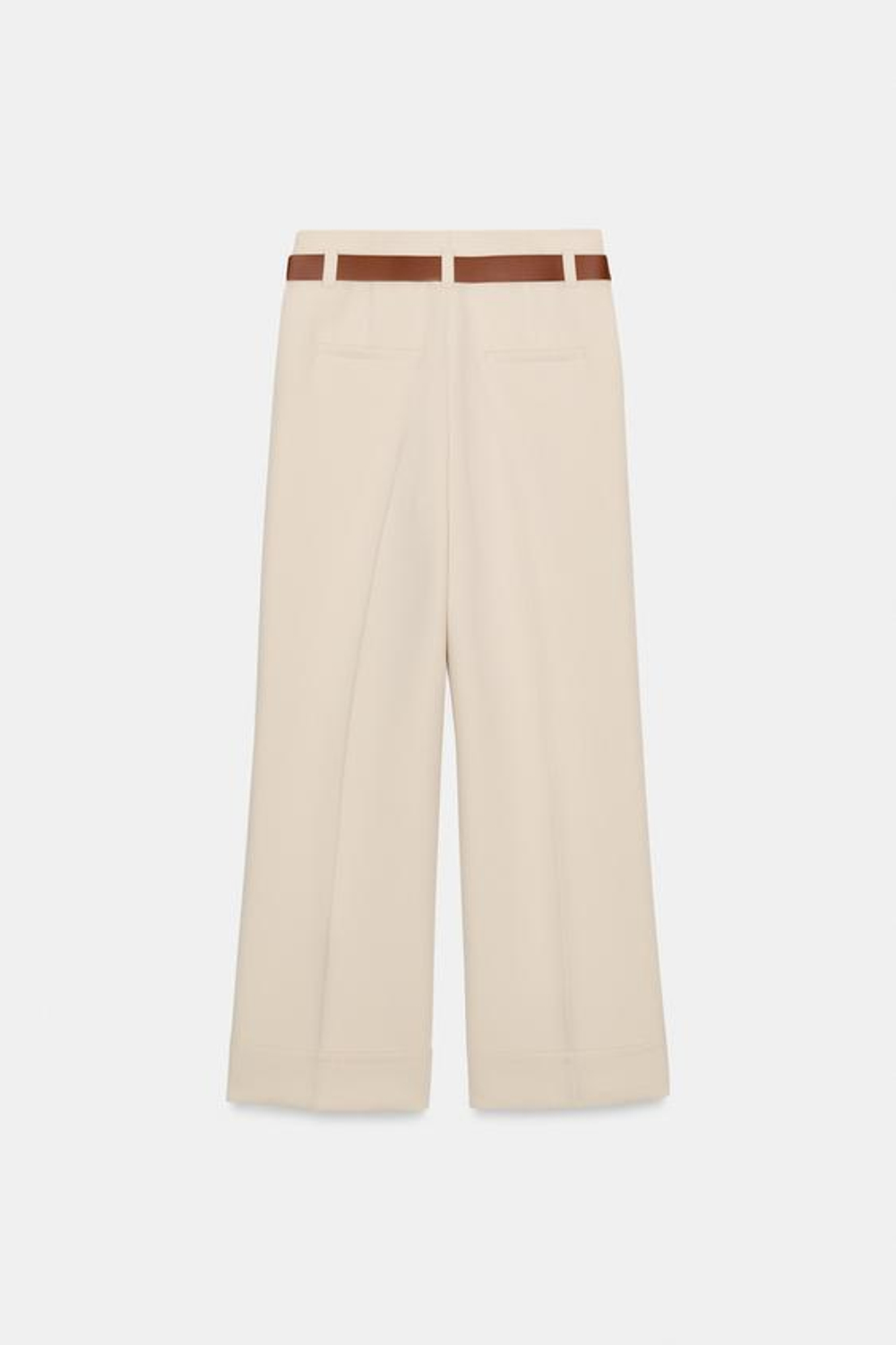 ZARA БРЮКИ С ОТВОРОТАМИ И РЕМНЕМ, ЭКРЮ